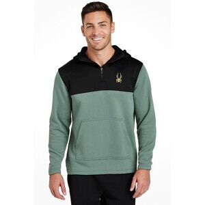 Spyder Pullover Hoodie Ghost Men's Racer 1/4 Zip Green/Black Size Medium